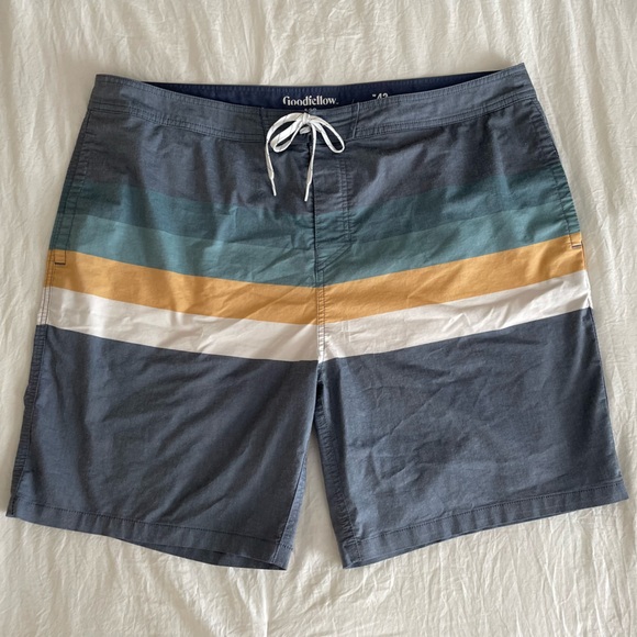 GOODFELLOW & CO. Striped Swim Board Shorts Trunks Size 42 Dadcore Resortwear - Picture 4 of 10